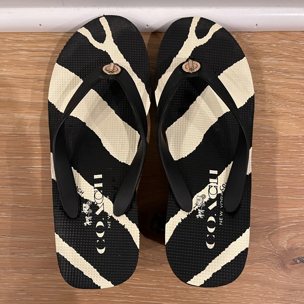 Coach Wedged Flip Flops - Black